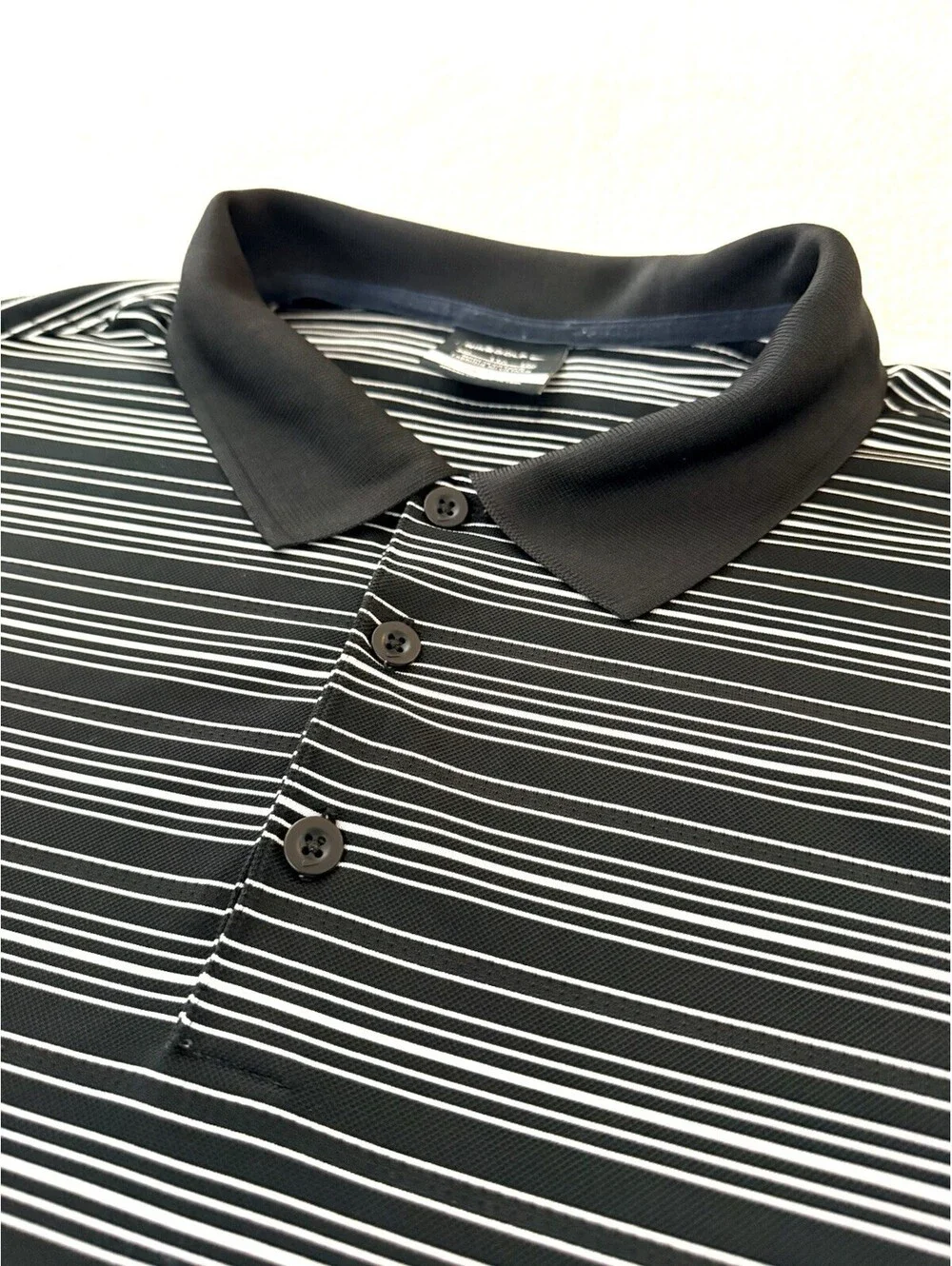 Nike Golf Dri-FIT Polo Shirt Men’s XXL Black White Striped Short Sleeve